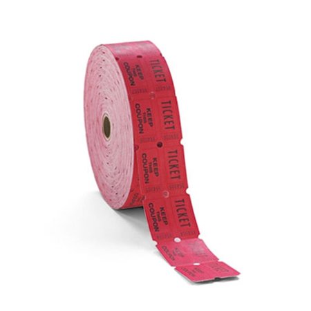 PM COMPANY Pm Company 59003 Consecutively Numbered Double Ticket Roll  Red  2000 Tickets-Roll 59003